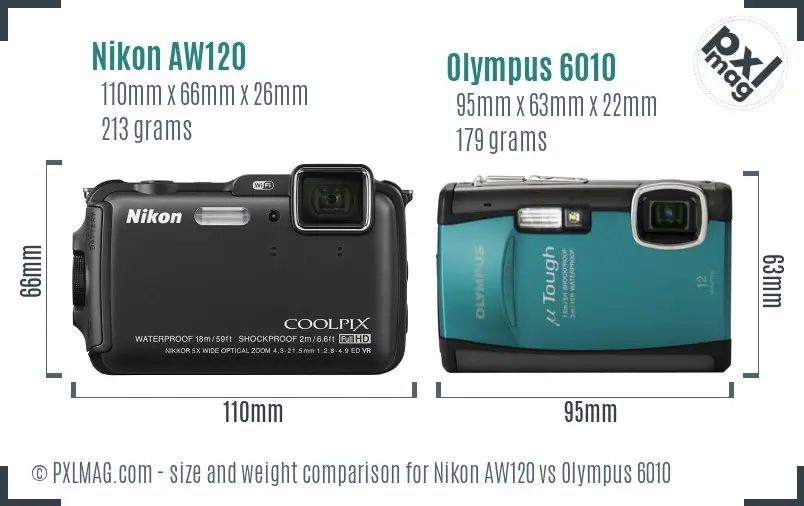 Nikon AW120 vs Olympus 6010 size comparison