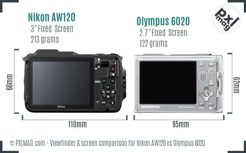 Nikon AW120 vs Olympus 6020 Screen and Viewfinder comparison
