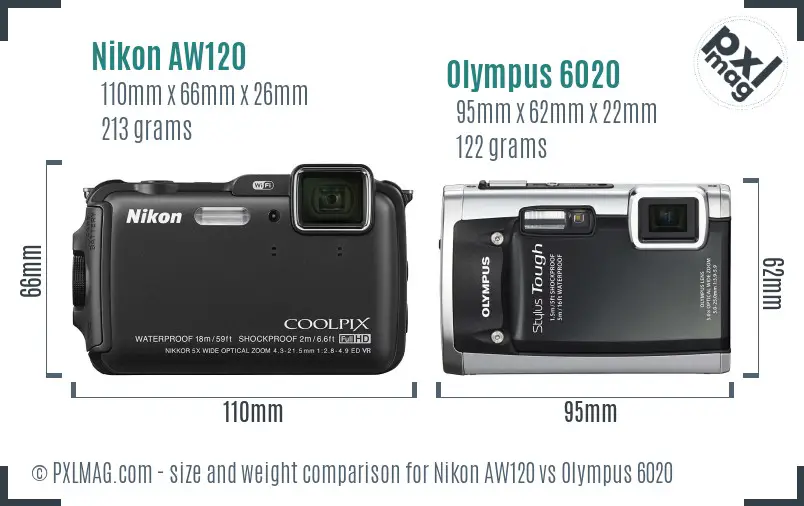 Nikon AW120 vs Olympus 6020 size comparison