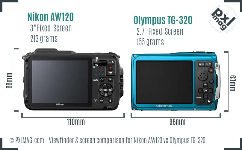 Nikon AW120 vs Olympus TG-320 Screen and Viewfinder comparison