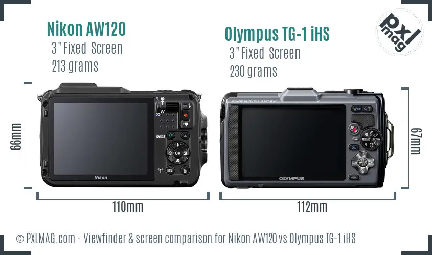Nikon AW120 vs Olympus TG-1 iHS Screen and Viewfinder comparison