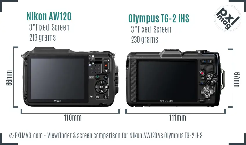 Nikon AW120 vs Olympus TG-2 iHS Screen and Viewfinder comparison