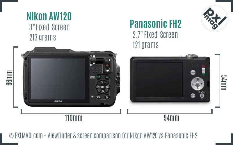 Nikon AW120 vs Panasonic FH2 Screen and Viewfinder comparison