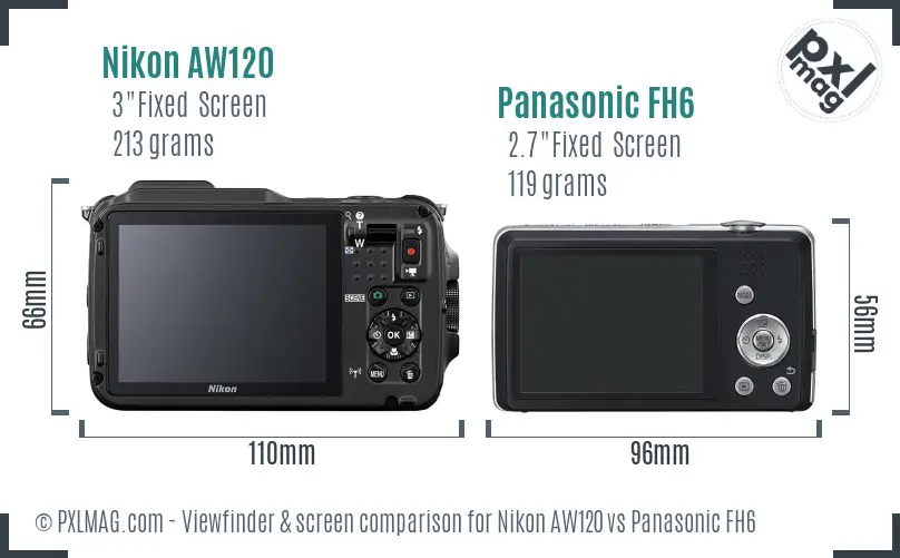 Nikon AW120 vs Panasonic FH6 Screen and Viewfinder comparison