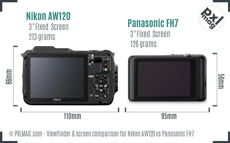 Nikon AW120 vs Panasonic FH7 Screen and Viewfinder comparison