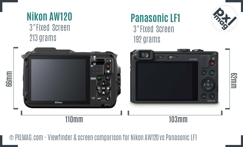 Nikon AW120 vs Panasonic LF1 Screen and Viewfinder comparison