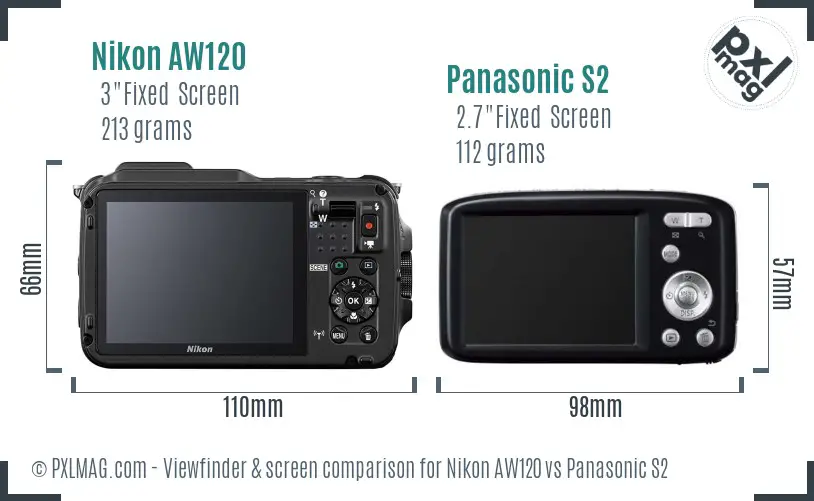 Nikon AW120 vs Panasonic S2 Screen and Viewfinder comparison