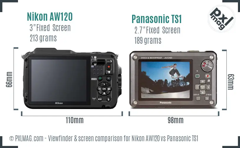 Nikon AW120 vs Panasonic TS1 Screen and Viewfinder comparison