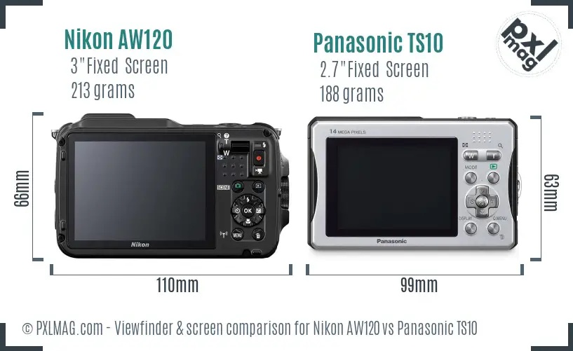 Nikon AW120 vs Panasonic TS10 Screen and Viewfinder comparison