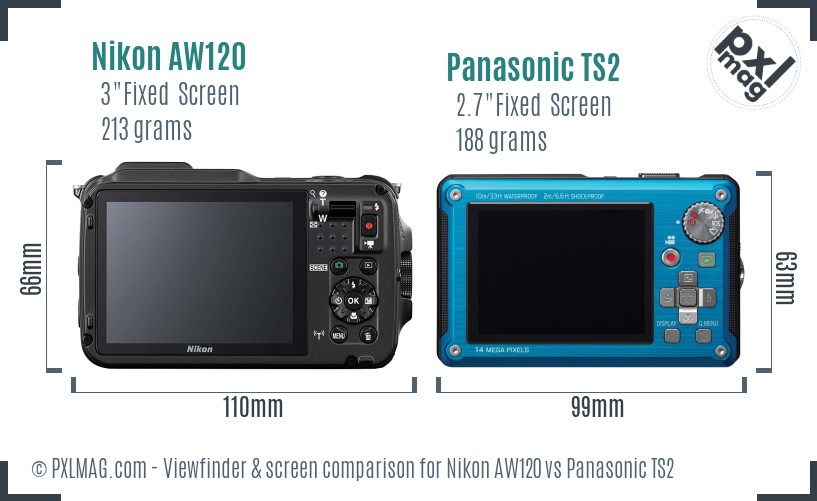 Nikon AW120 vs Panasonic TS2 Screen and Viewfinder comparison