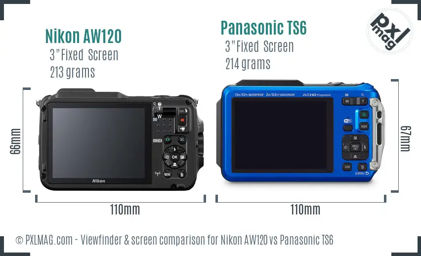 Nikon AW120 vs Panasonic TS6 Screen and Viewfinder comparison