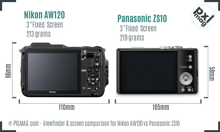 Nikon AW120 vs Panasonic ZS10 Screen and Viewfinder comparison Nikon AW120 vs Panasonic ZS10 Screen and Viewfinder comparison