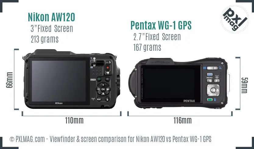 Nikon AW120 vs Pentax WG-1 GPS Screen and Viewfinder comparison