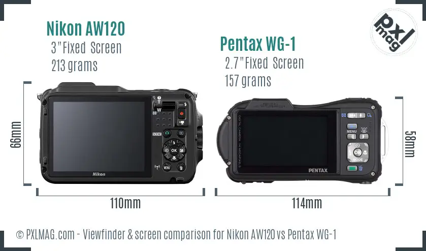 Nikon AW120 vs Pentax WG-1 Screen and Viewfinder comparison