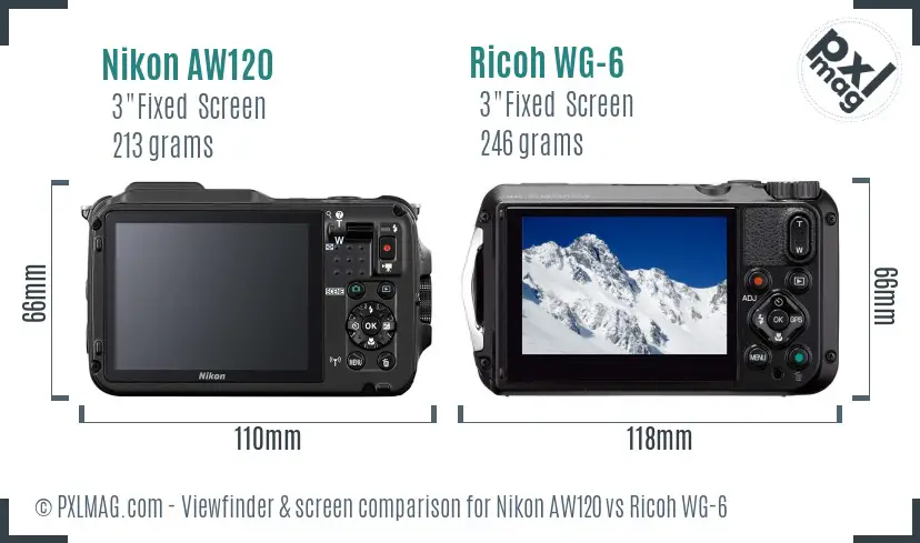 Nikon AW120 vs Ricoh WG-6 Screen and Viewfinder comparison