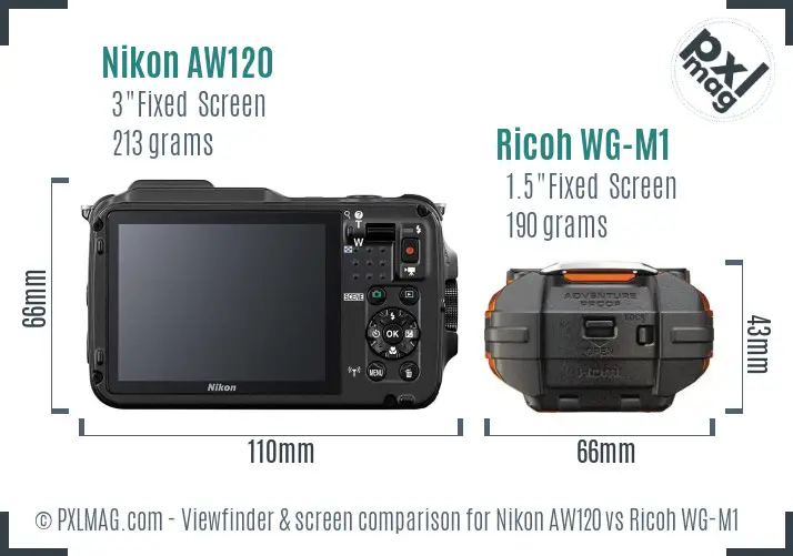 Nikon AW120 vs Ricoh WG-M1 Screen and Viewfinder comparison