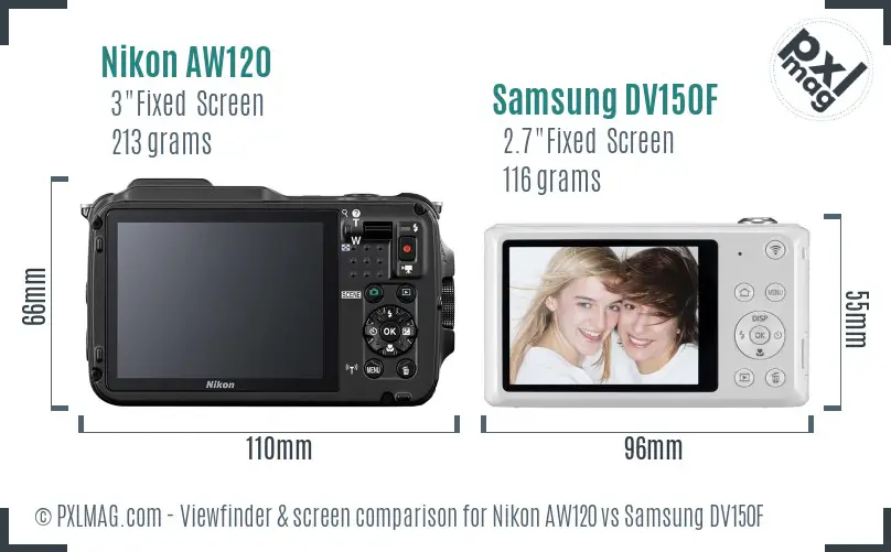 Nikon AW120 vs Samsung DV150F Screen and Viewfinder comparison