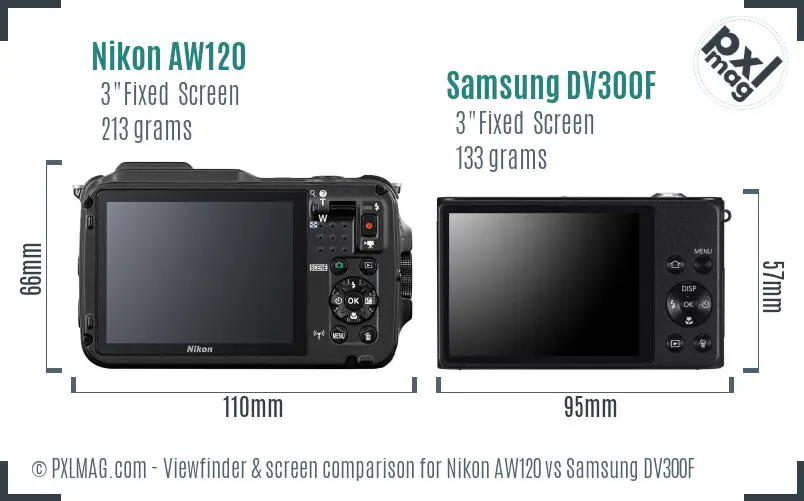 Nikon AW120 vs Samsung DV300F Screen and Viewfinder comparison