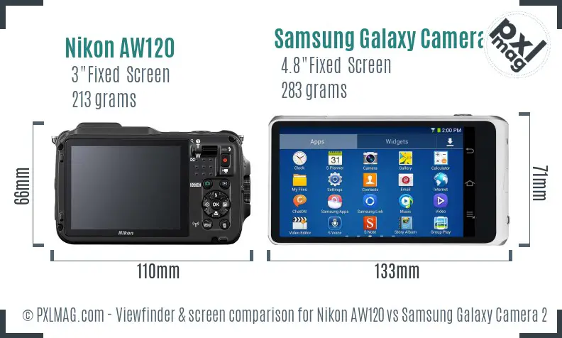 Nikon AW120 vs Samsung Galaxy Camera 2 Screen and Viewfinder comparison