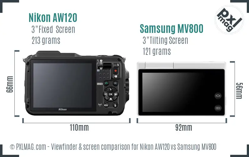 Nikon AW120 vs Samsung MV800 Screen and Viewfinder comparison Nikon AW120 vs Samsung MV800 Screen and Viewfinder comparison