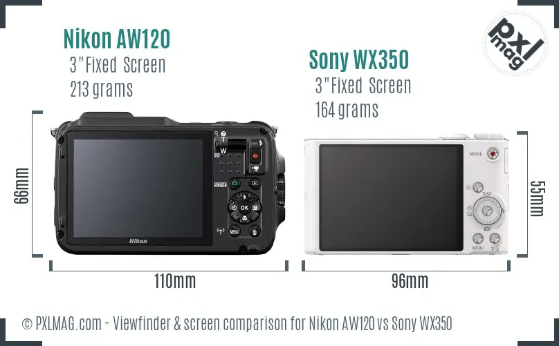 Nikon AW120 vs Sony WX350 Screen and Viewfinder comparison Nikon AW120 vs Sony WX350 Screen and Viewfinder comparison