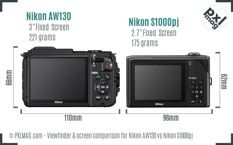 Nikon AW130 vs Nikon S1000pj Screen and Viewfinder comparison Nikon AW130 vs Nikon S1000pj Screen and Viewfinder comparison