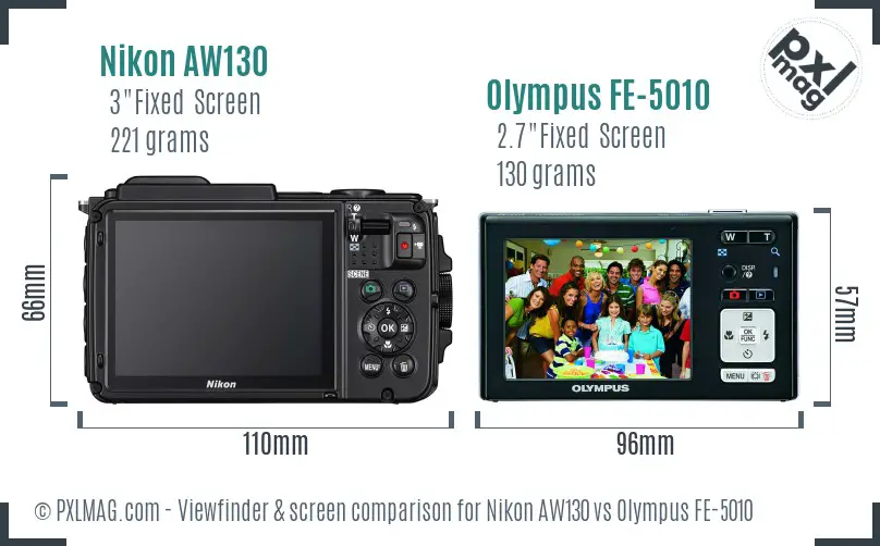 Nikon AW130 vs Olympus FE-5010 Screen and Viewfinder comparison Nikon AW130 vs Olympus FE-5010 Screen and Viewfinder comparison