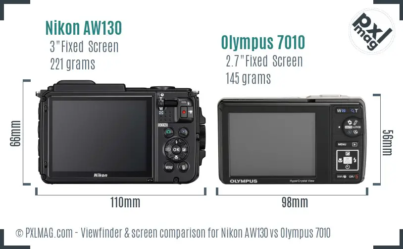 Nikon AW130 vs Olympus 7010 Screen and Viewfinder comparison