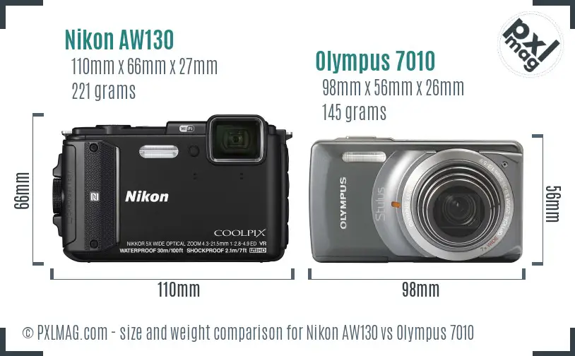 Nikon AW130 vs Olympus 7010 size comparison