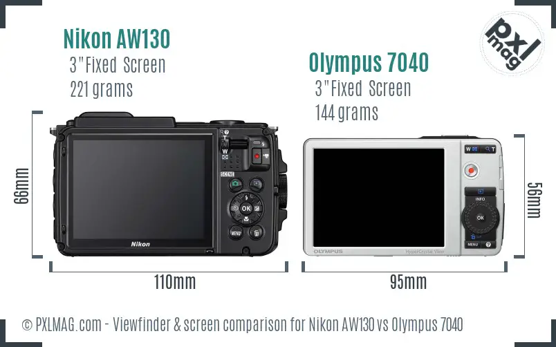 Nikon AW130 vs Olympus 7040 Screen and Viewfinder comparison Nikon AW130 vs Olympus 7040 Screen and Viewfinder comparison