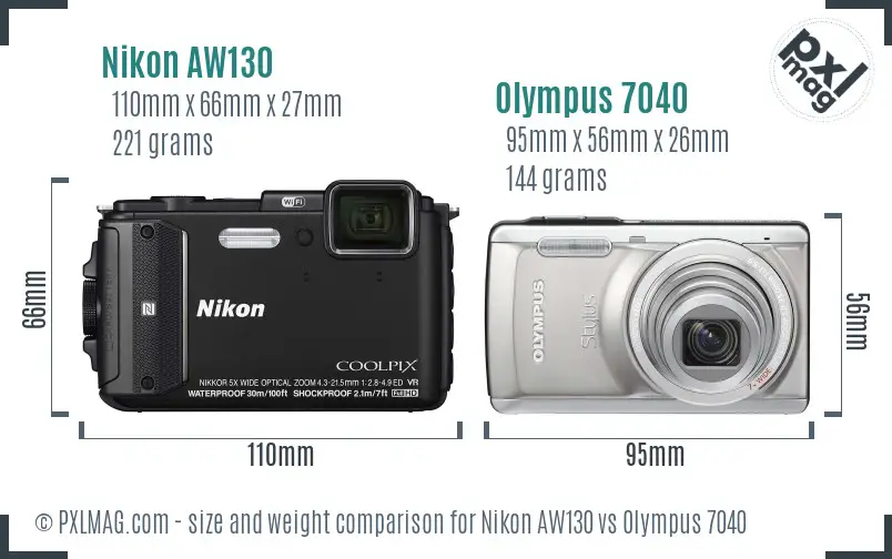 Nikon AW130 vs Olympus 7040 size comparison Nikon AW130 vs Olympus 7040 size comparison