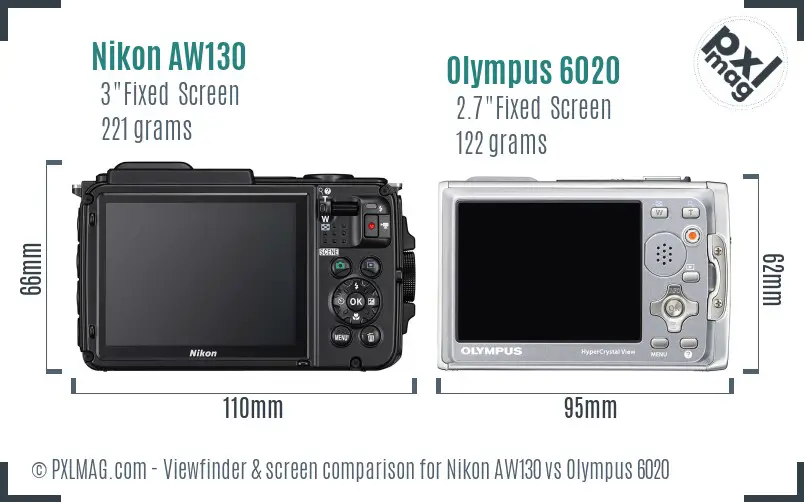 Nikon AW130 vs Olympus 6020 Screen and Viewfinder comparison