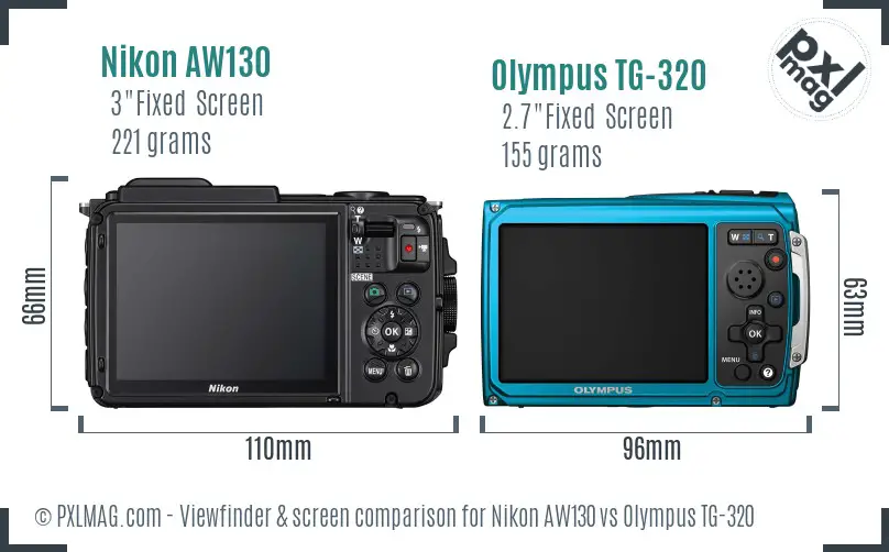 Nikon AW130 vs Olympus TG-320 Screen and Viewfinder comparison