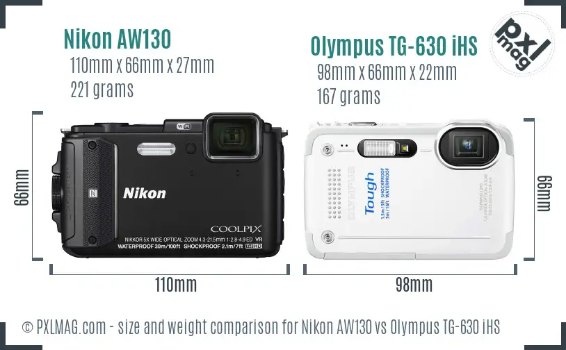 Nikon AW130 vs Olympus TG-630 iHS size comparison