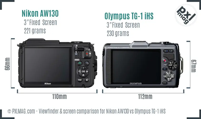 Nikon AW130 vs Olympus TG-1 iHS Screen and Viewfinder comparison