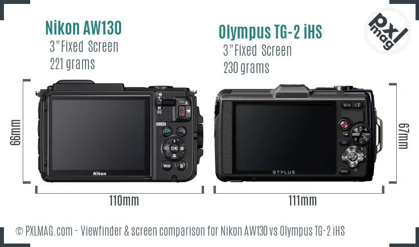Nikon AW130 vs Olympus TG-2 iHS Screen and Viewfinder comparison