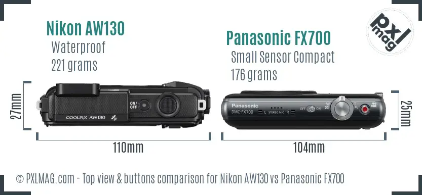 Nikon AW130 vs Panasonic FX700 top view buttons comparison