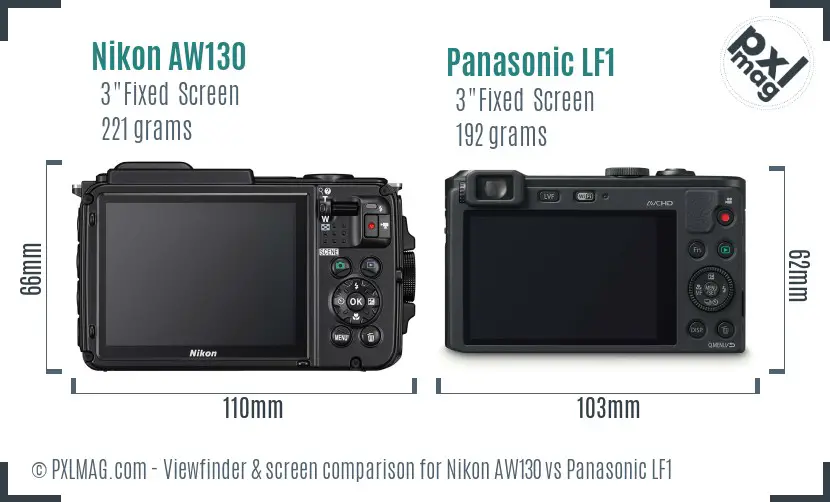 Nikon AW130 vs Panasonic LF1 Screen and Viewfinder comparison