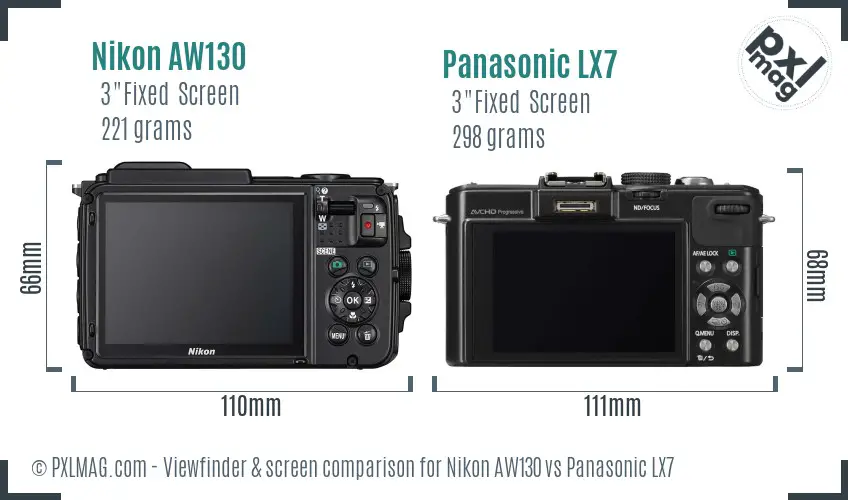 Nikon AW130 vs Panasonic LX7 Screen and Viewfinder comparison Nikon AW130 vs Panasonic LX7 Screen and Viewfinder comparison