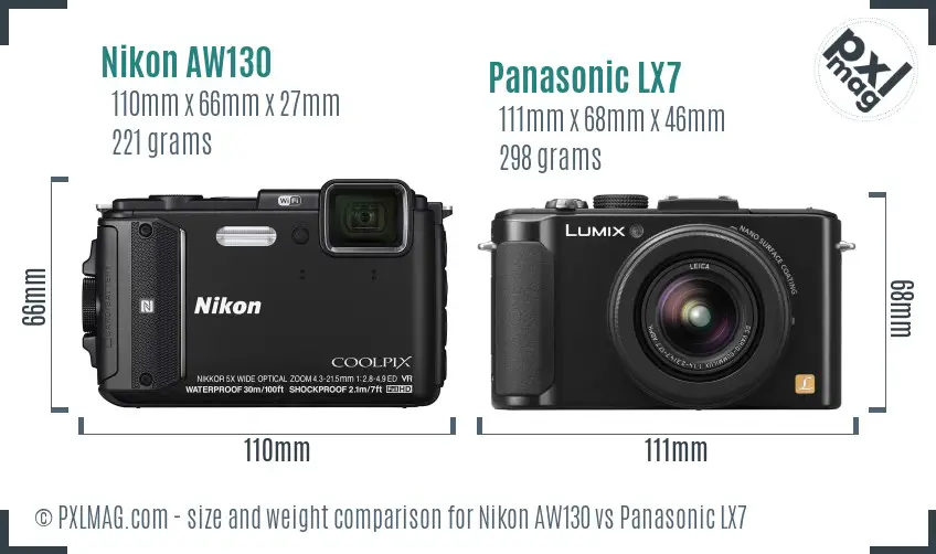 Nikon AW130 vs Panasonic LX7 size comparison Nikon AW130 vs Panasonic LX7 size comparison