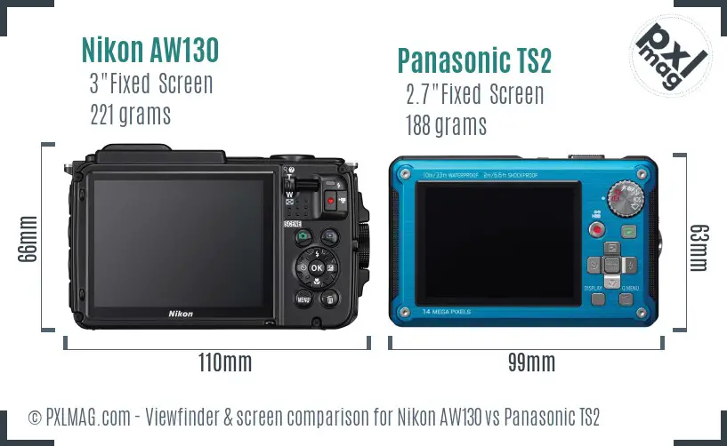 Nikon AW130 vs Panasonic TS2 Screen and Viewfinder comparison