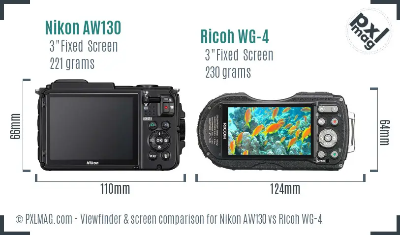 Nikon AW130 vs Ricoh WG-4 Screen and Viewfinder comparison