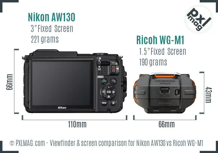 Nikon AW130 vs Ricoh WG-M1 Screen and Viewfinder comparison