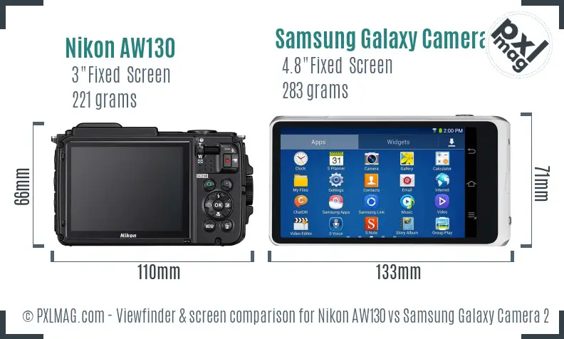 Nikon AW130 vs Samsung Galaxy Camera 2 Screen and Viewfinder comparison