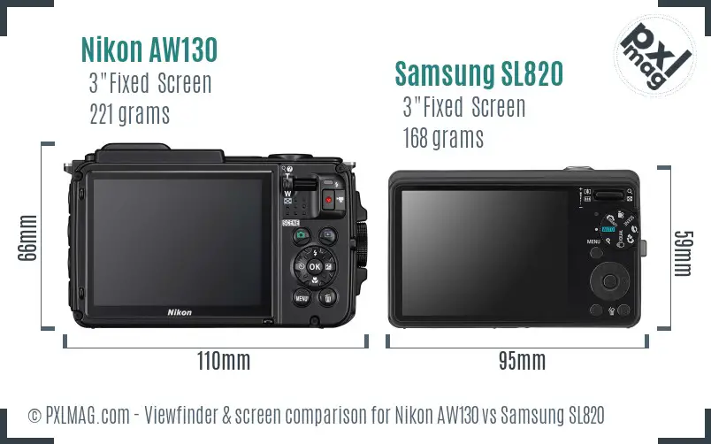 Nikon AW130 vs Samsung SL820 Screen and Viewfinder comparison Nikon AW130 vs Samsung SL820 Screen and Viewfinder comparison