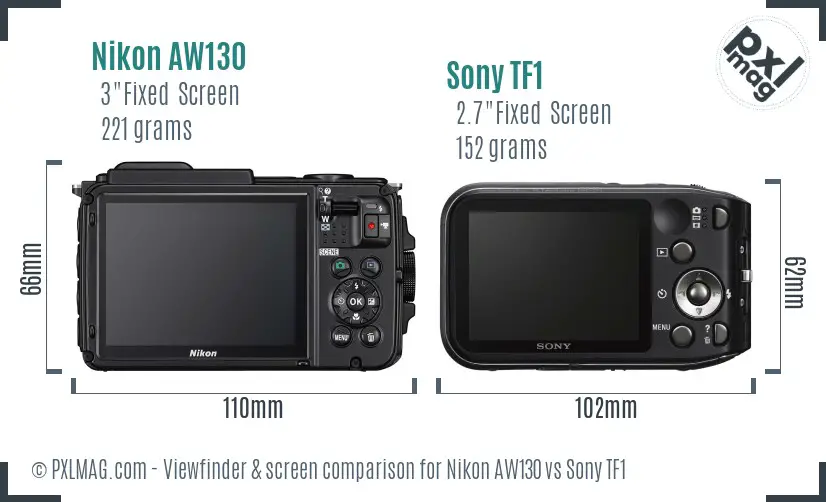 Nikon AW130 vs Sony TF1 Screen and Viewfinder comparison