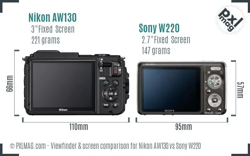 Nikon AW130 vs Sony W220 Screen and Viewfinder comparison Nikon AW130 vs Sony W220 Screen and Viewfinder comparison
