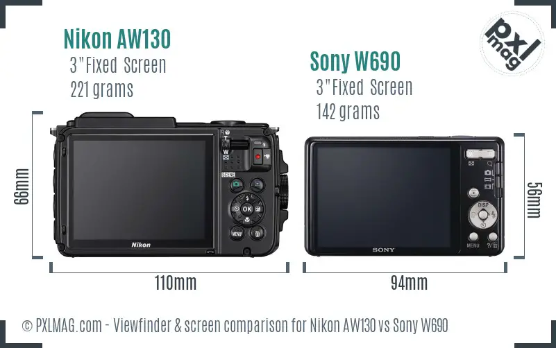 Nikon AW130 vs Sony W690 Screen and Viewfinder comparison Nikon AW130 vs Sony W690 Screen and Viewfinder comparison