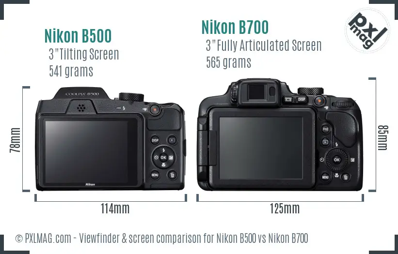 Nikon B500 vs Nikon B700 Screen and Viewfinder comparison