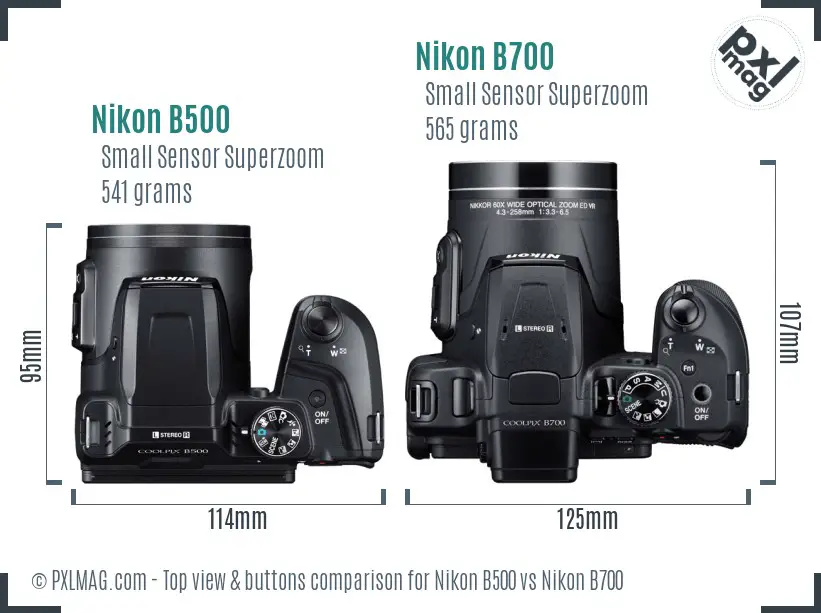 Nikon B500 vs Nikon B700 top view buttons comparison